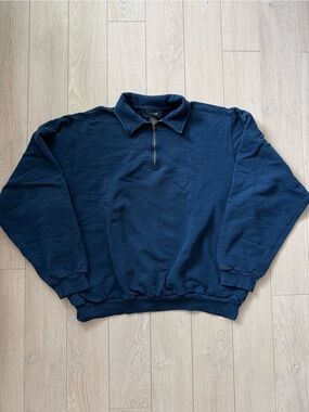 Vintage Non-Fiction Quarter-Zip Collared Sweatshirt Men’s Size Large Navy